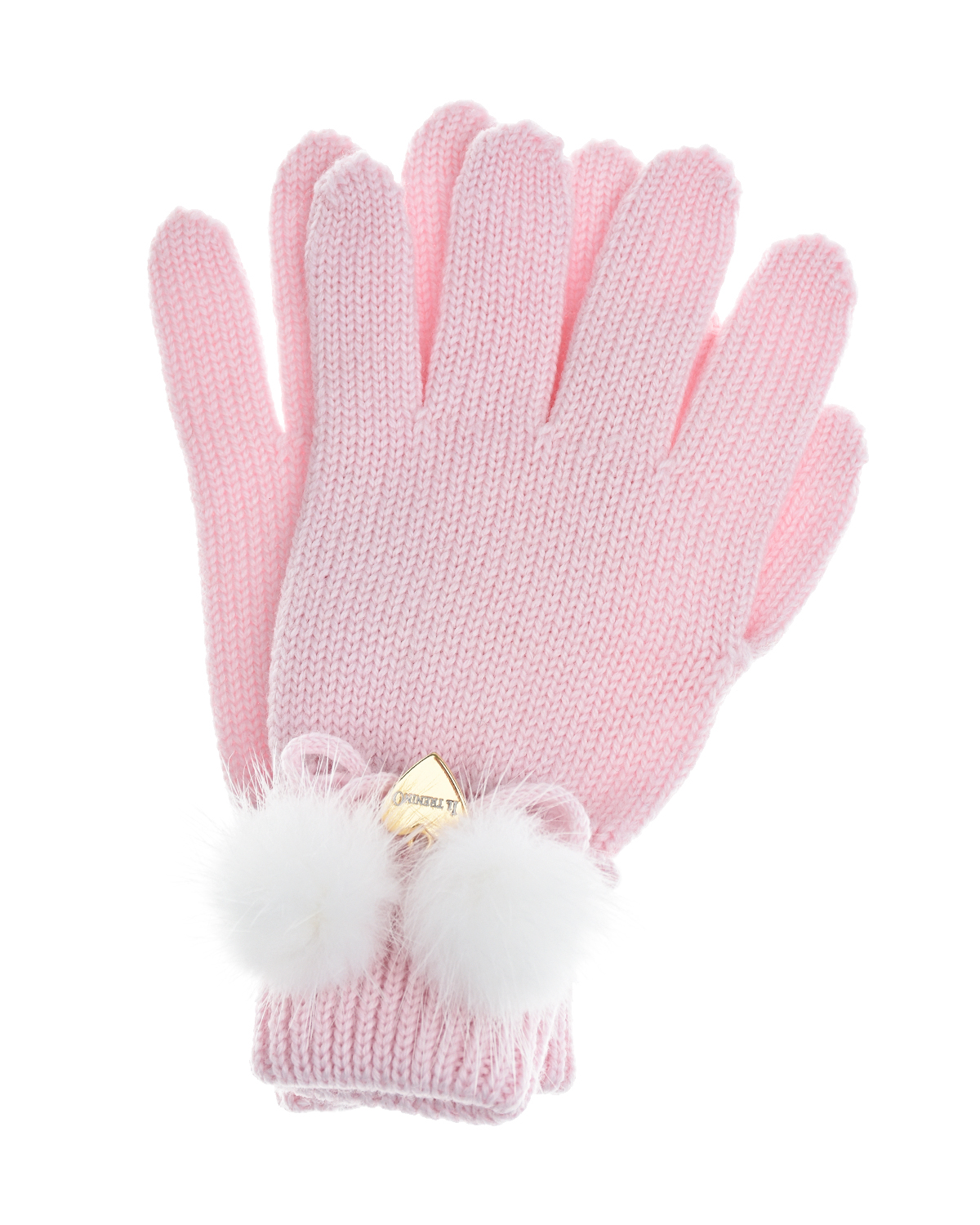 Розовые перчатки с белыми помпонами