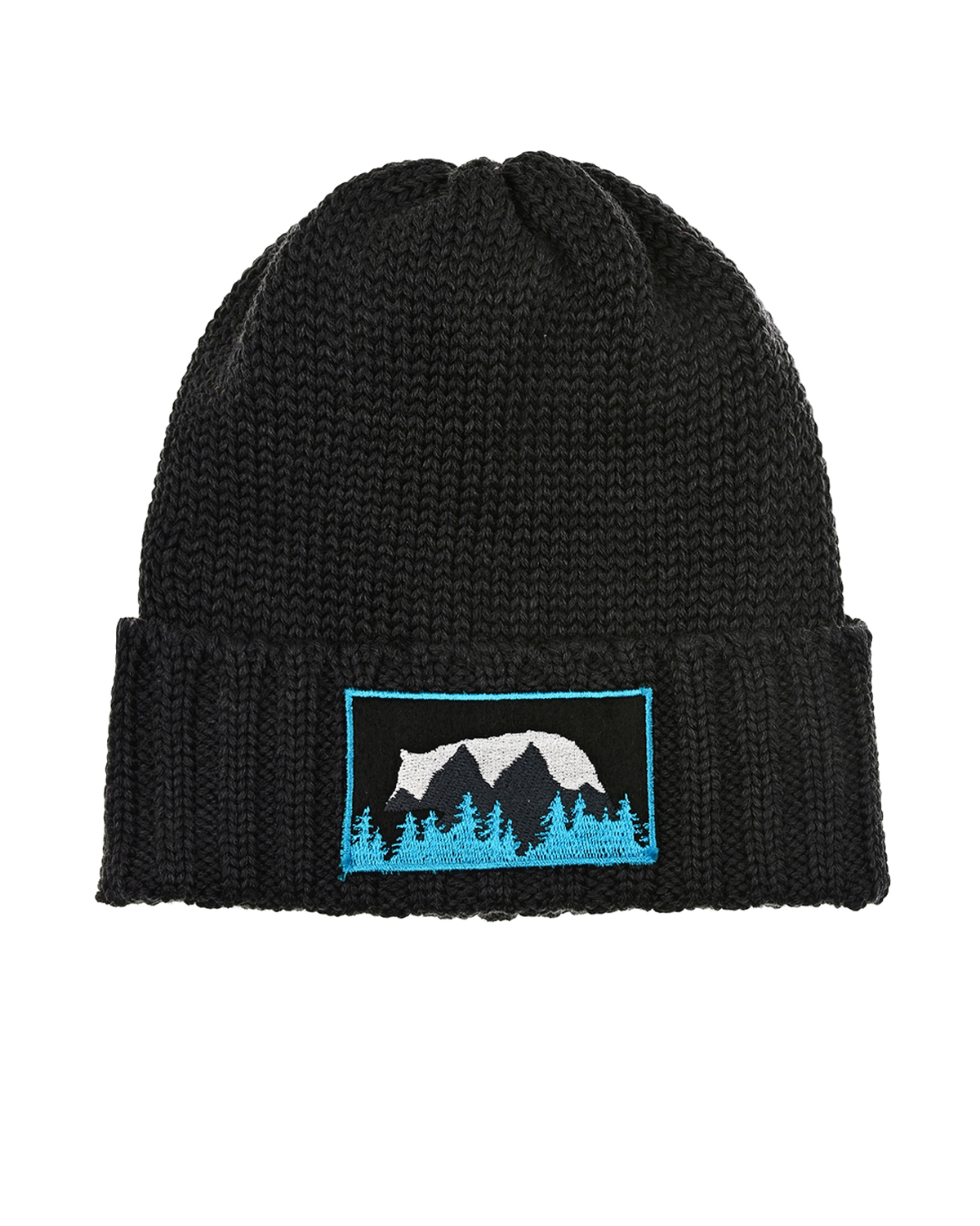 Темно-серая шапка с патчем "горы"