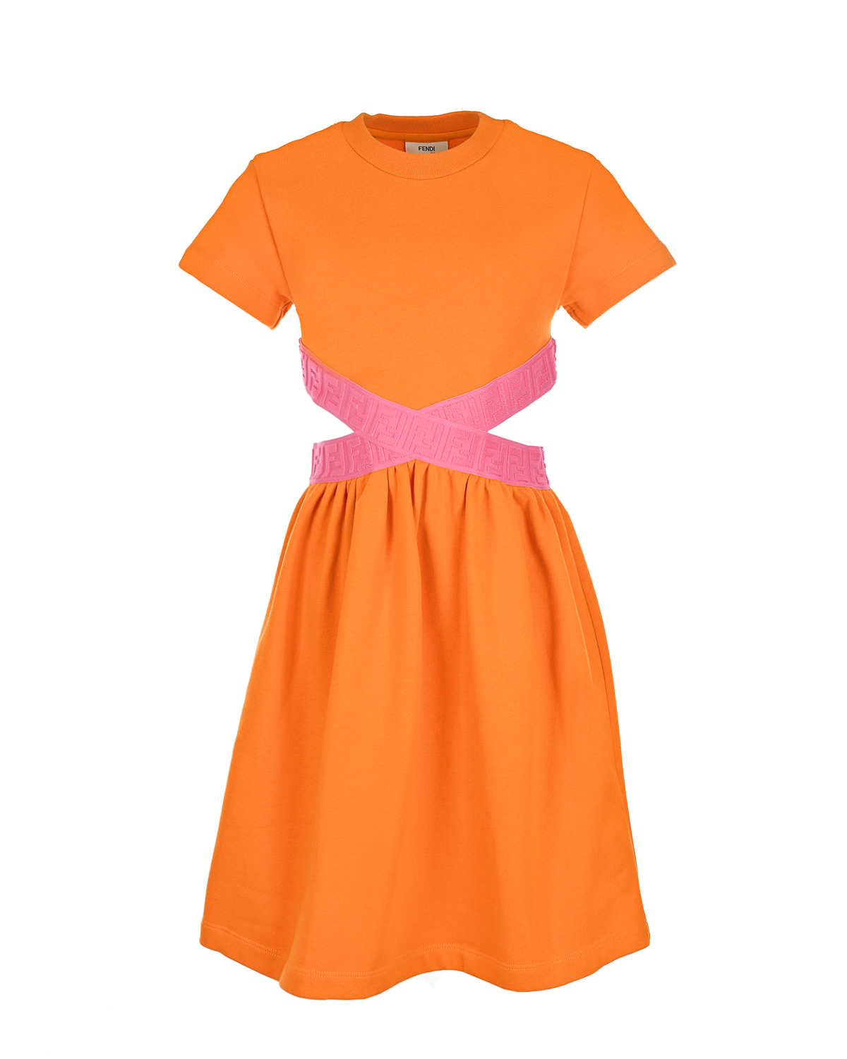 Оранжевое платье с логотипом