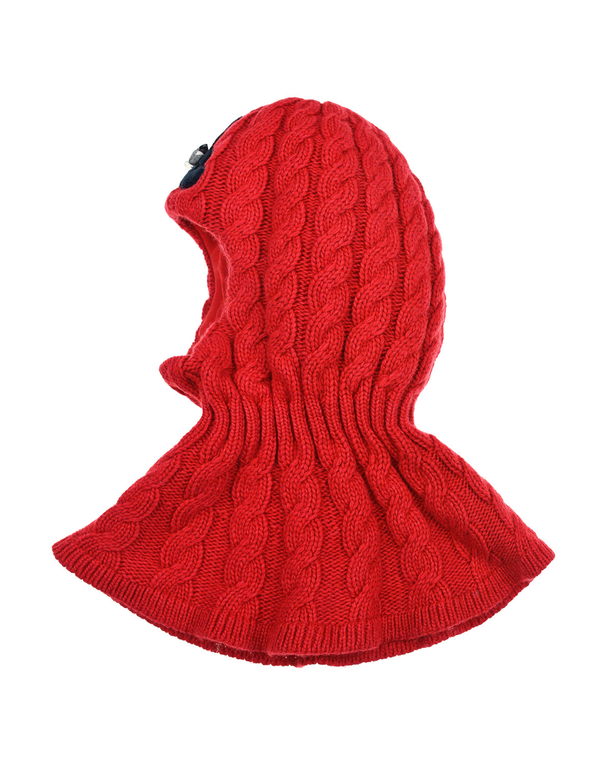 Красная шапка-шлем с аппликацией "медвежонок"