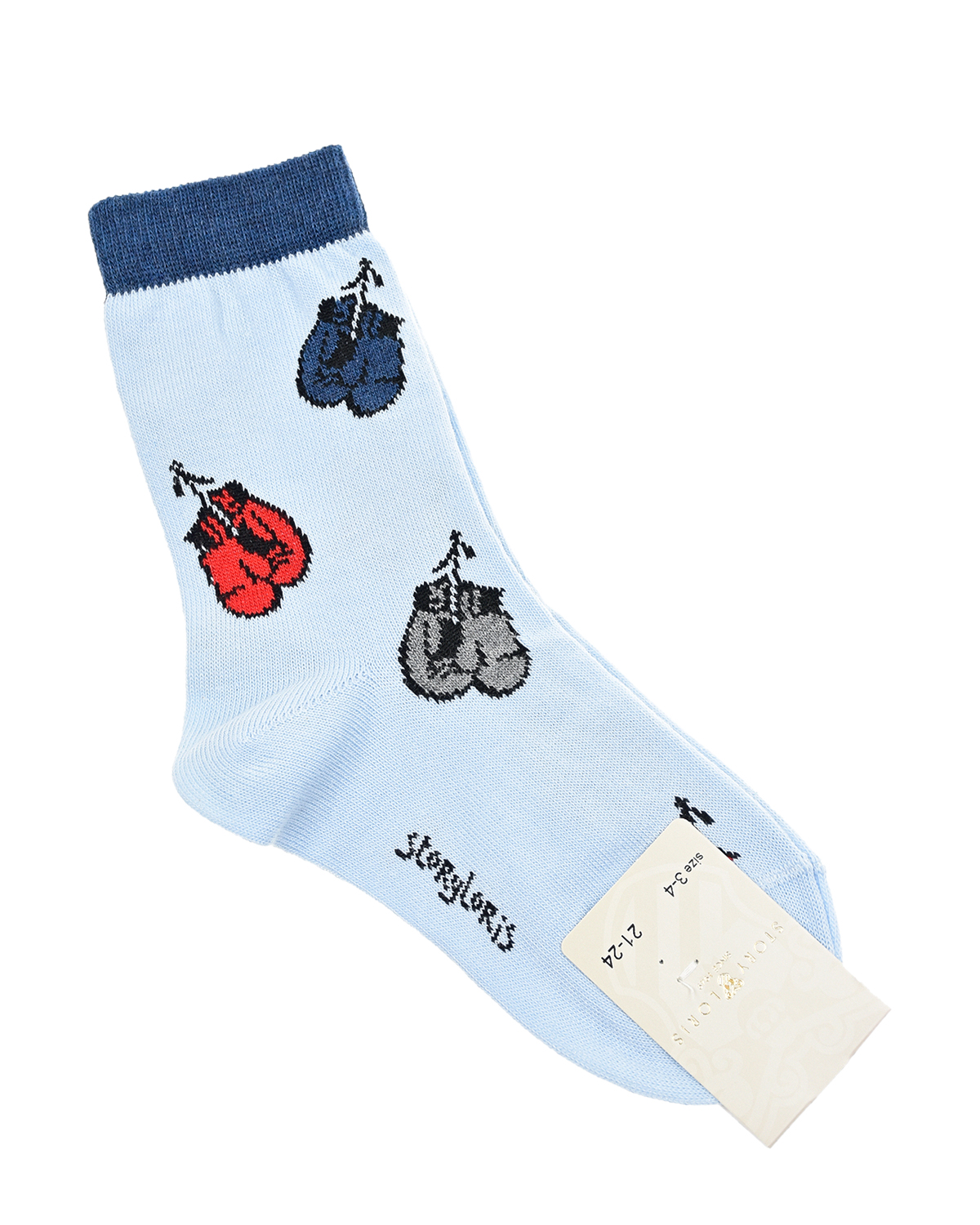 Голубые носки с принтом "Боксерские перчатки"