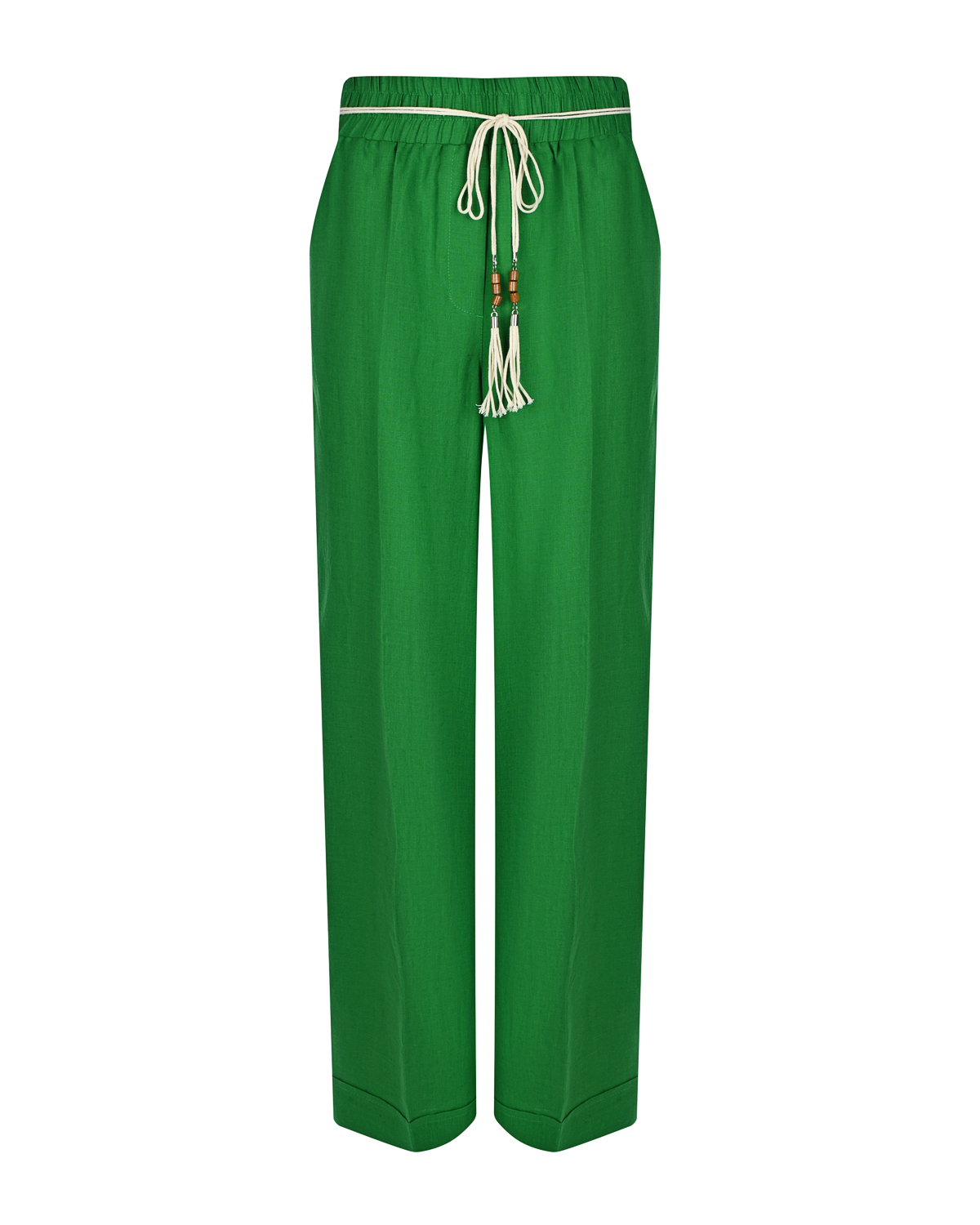 Зеленые льняные брюки