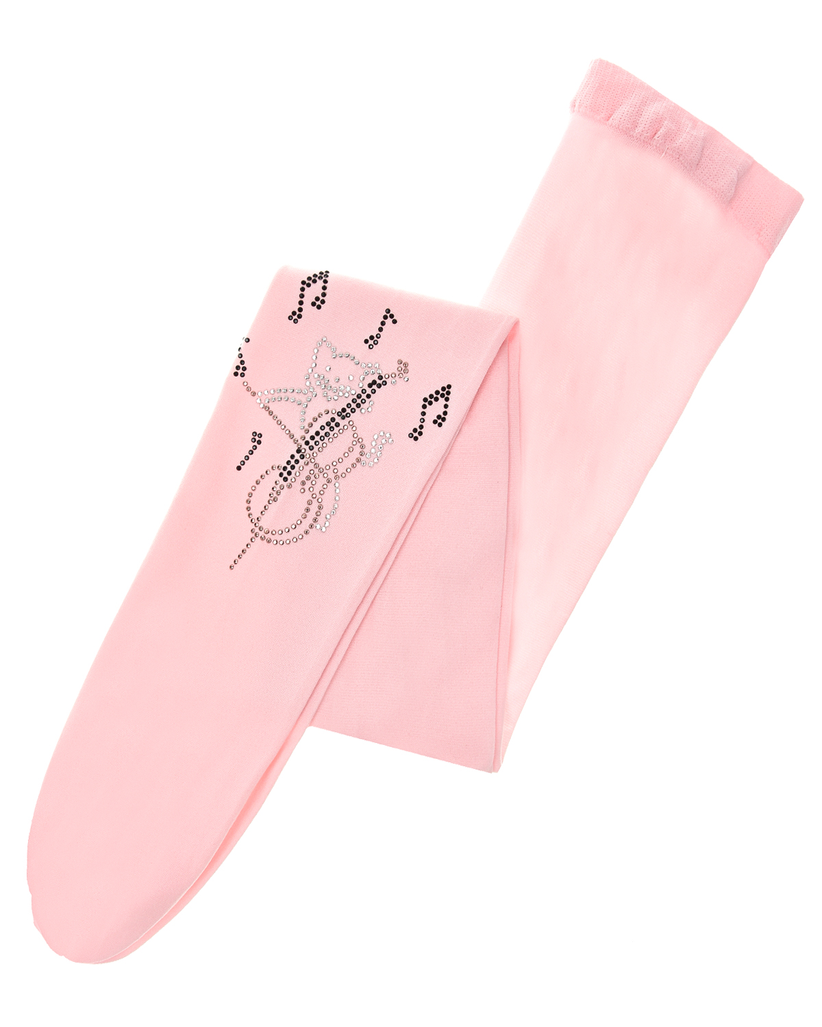 Розовые колготки 50 den с виолончелью из страз