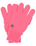 Розовые перчатки из шерсти с подвеской "сердечко"
