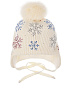 Белая шапка с разноцветными снежинками