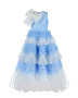 Платье в бело-голубую полоску с бантом