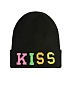 Шерстяная шапка с надписью "Kiss" из бисера