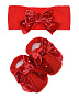 Подарочный набор: красные пинетки и повязка с бантами