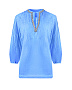 Голубая льняная блуза с V-образным вырезом