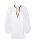 Белая льняная блуза с V-образным вырезом