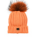 Оранжевая шапка из шерсти с меховым помпоном