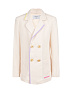 Белый двубортный пиджак с фиолетовым кантом